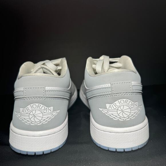 Size 10.5 - Wmns Nike Air Jordan 1 Low White Wolf Grey Women's Shoes - Picture 5 of 8